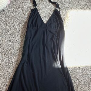Black v cut dress